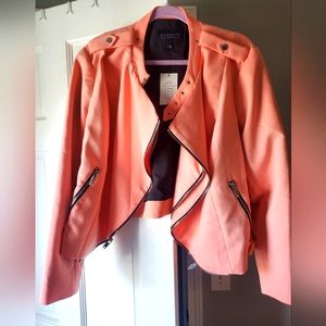 NWT motorcycle style dress jacket, coral